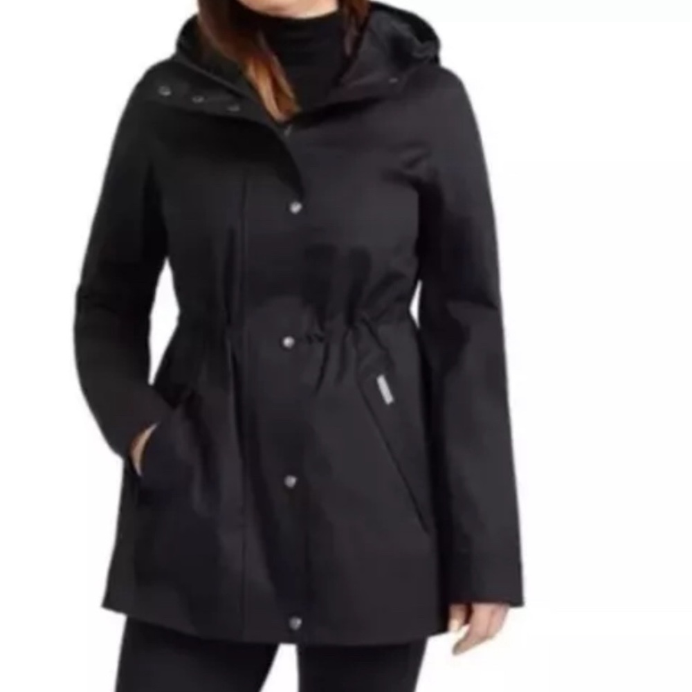 Hunter Ladies water resistant cotton smock raincoat jacket black size large new